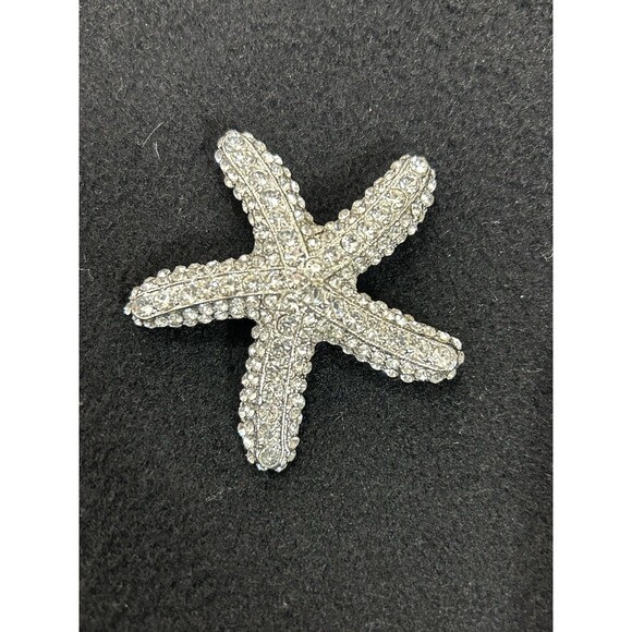 Starfish Pin Brooch Gorgeous Clear Rhinestone Crystal - Picture 2 of 5